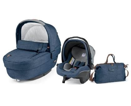 Коляска для новорожденного Peg Perego Set Elite Luxe Blue (короб, автокресло, сумка)