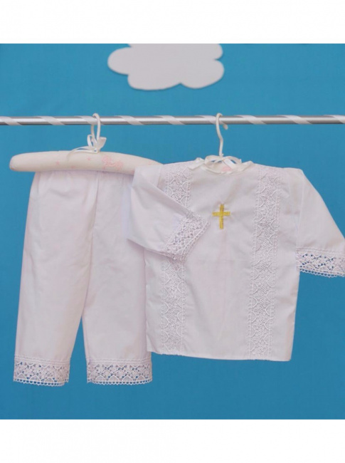Рубашечка, штанишки для крещения Белые Сатин (68, 74р) Fan Ecotex15002 - фото