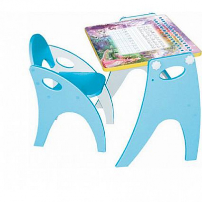 Набор детской мебели №1 голубой Зима-Лето (парта-мольберт+стульчик) 14-352