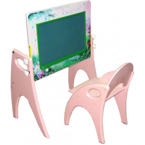 Набор детской мебели №1 розовый Буквы-цифры (парта-мольберт+стульчик) 14-311