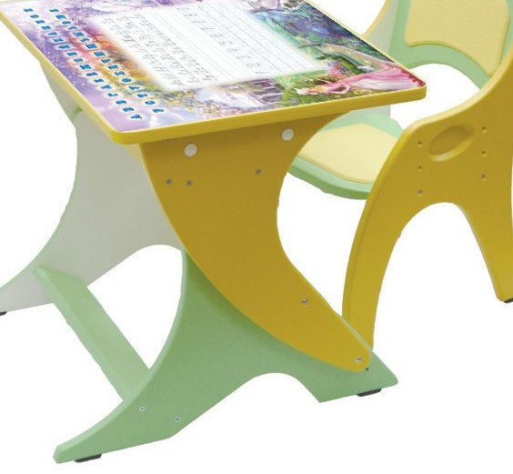 Набор детской мебели №1 Салатовый желтый Зима-Лето (парта+стульчик) 14-328
