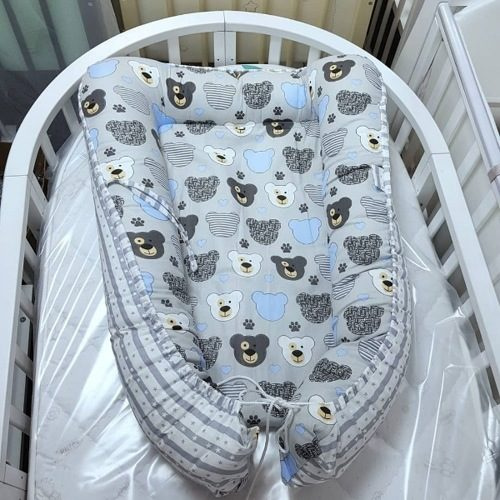 Матрасик-гнездышко для новорожденного Мишки-топтыжки Бязь 29913FE Серый - фото