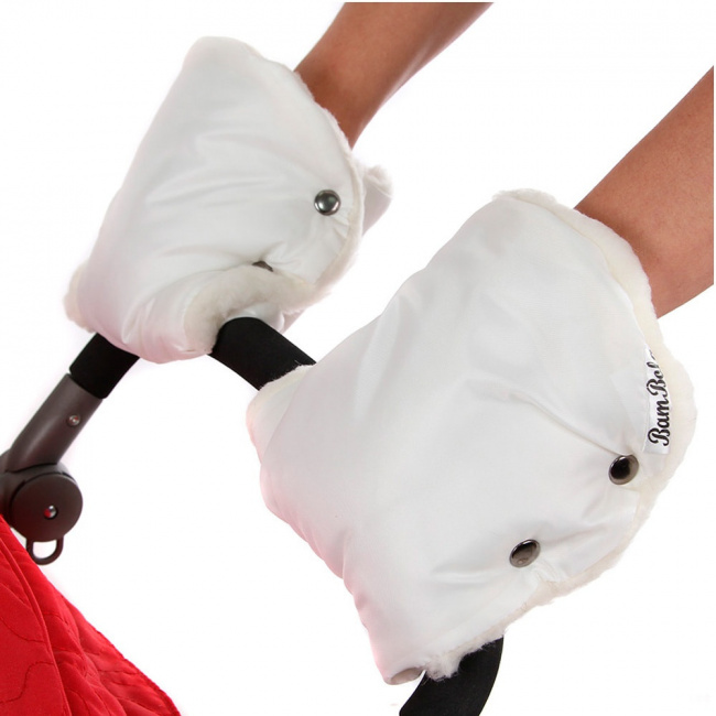 Муфты-варежки для рук для коляски Лайт Белые BamBola 155B - фото