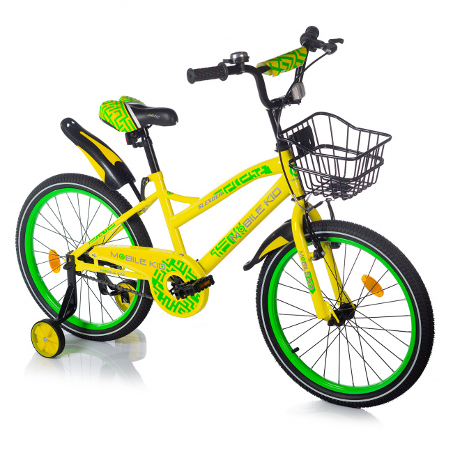 Велосипед детский Mobile Kid Slender 20 Жёлто-зелёный - фото