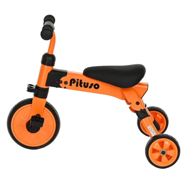 Велосипед Беговел трехколесный 2в1 Pituso Букашка Складной Orange Оранжевый AS003-orange