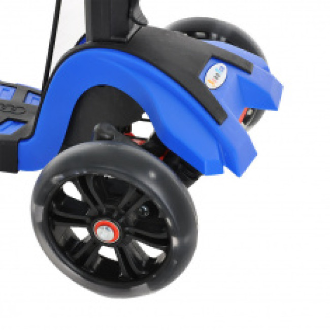 Самокат трёхколёсный Складной Pituso Blue Голубой Светящиеся колёса До 80 кг Ручной и ножной тормоз S950