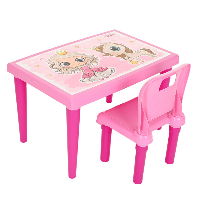 Набор Столик+1 стульчик Pilsan Pink Розовый 70х47х43,5см 03516