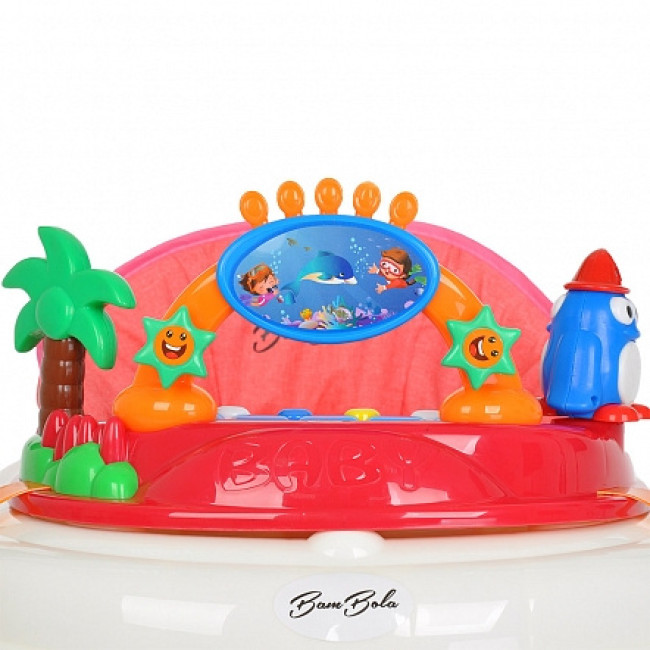 Ходунки Bambola Оазис 7 силик. колес, игрушки, музыка 64х56х52 Red Красный 619							 - фото2