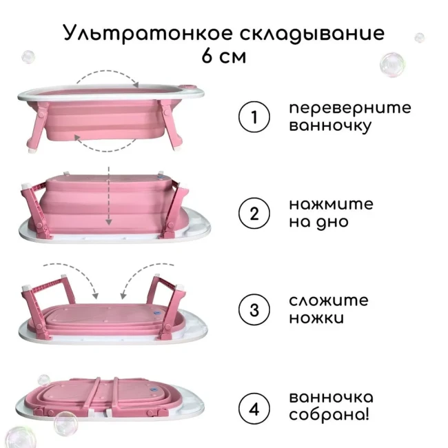 Ванночка детская складная Bubago Amaro Calm Pink Спокойный розовый BG 105-4 - фото3