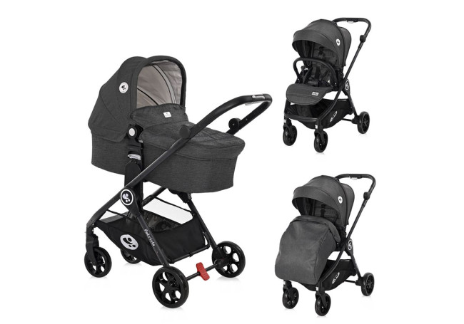 Детская модульная коляска Lorelli Patrizia 2в1 Dark Grey Тёмно-серая