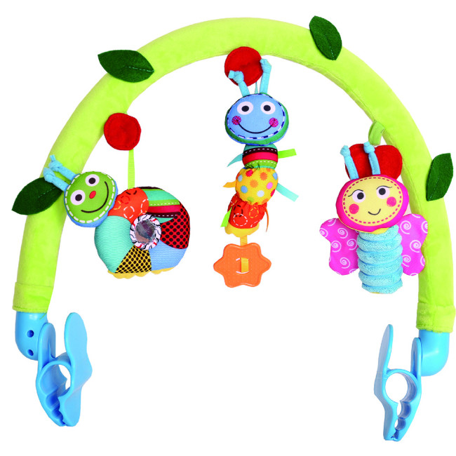 Дуга на коляску Biba Toys Счастливые гусенички с игрушками 50х33 см BP143 - фото