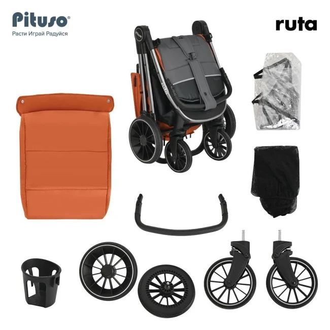 Прогулочная коляска Pituso Ruta Orange Оранжевый BD206/Orange - фото8