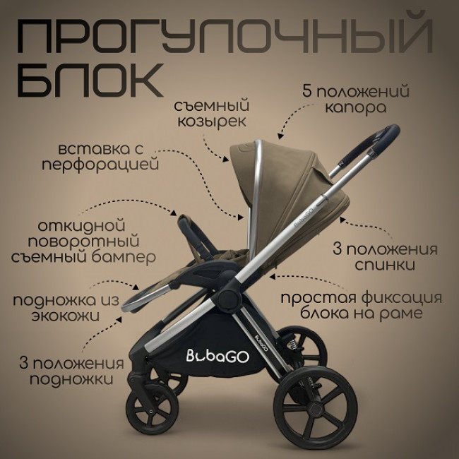 Коляска детская Bubago Gaudi 3 в 1 Черный BG 195-3 Коляска детская Bubago Gaudi 3 в 1 Черный BG 195-3