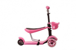 Детский самокат + беговел RS iTRIKE 3в1 розовый (светящиеся колёса) - фото2