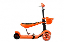 Детский самокат + беговел RS iTRIKE 3в1 оранжевый (светящиеся колёса) - фото2