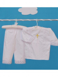 Рубашечка, штанишки для крещения Белые Сатин (68, 74р) Fan Ecotex15002 - фото