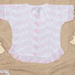 Крестильная рубашка Эдельвейс Шитье Розовая - фото