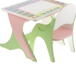Набор детской мебели №1 салатовый розовый Зима-Лето (парта+стульчик) 14-388 - фото
