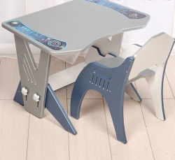 Набор детской мебели №1 Голубой серый Техно (парта+стульчик) 14-460 - фото
