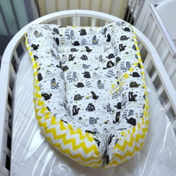 Матрасик-гнездышко для новорожденного Котики Бязь 29915FE Желтый - фото