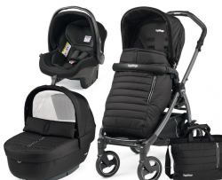Коляска для новорожденного Peg-Perego Set Elite Breeze Noir Черный (короб, автокресло, сумка) - фото
