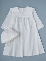 Крестильный набор Little Star Теодор Белый 62,68 размер Рубашка и шапочка 43701 - фото