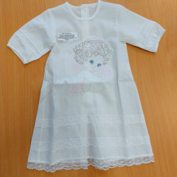 Крестильная рубашка Little Star Ангелочек Шампань 56 размер (0 мес) Хлопковая вуаль 2693 - фото