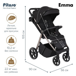 Прогулочная коляска Pituso Emma Black Черный PU колёса ET6/Black - фото2