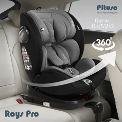 Удерживающее устройство для детей Автокресло 0-36 кг Pituso Roys IsoFix Black Grey Inlay Черный BW21-PRO-Black - фото