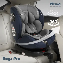 Удерживающее устройство для детей Автокресло 0-36 кг Pituso Roys IsoFix Jeans Grey Inlay Джинс BW21-PRO-Jeans - фото