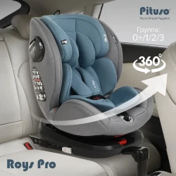 Удерживающее устройство для детей Автокресло 0-36 кг Pituso Roys IsoFix Grey Dark blue Inlay Серый BW21-PRO-Grey - фото