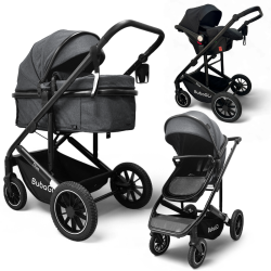 Коляска детская трансформер Bubago Dias  3 в 1 Серый BG 167-2 - фото