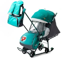 Cанки-коляска Наши Детки 5-1 С лисичкой изумрудный НДТ5-1/4 - фото2