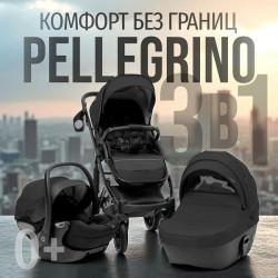 Детская коляска BubaGo Pellegrino 3 в 1 Чёрная BG 163-1 - фото
