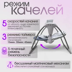 Электрокачели для новорожденных Bubago Mastela BG 197-2 Серый - фото2